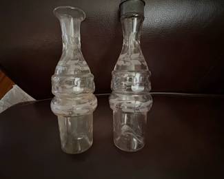 Antique Etched Glass Cruet Bottles