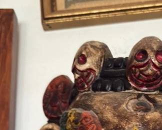 Hand Carved Tibetan Buddhist Ritual Wall Mask third image