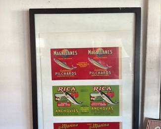 Framed Vintage Sardine Can Labels second image