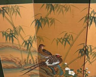 FourPanel Folding Screen with Birds and Bamboo third image