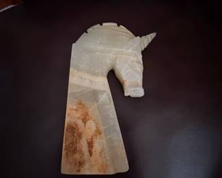 Carved Onyx Horse Head Bookend