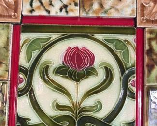Framed Art Nouveau ceramic tile panel second image