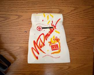 Vintage McDonalds Paper Bag Shaped Ceramic Coin Bank