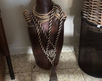 Decorative Gourd Vase with Rope and Tassel