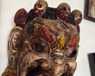 Hand Carved Tibetan Buddhist Ritual Wall Mask second image