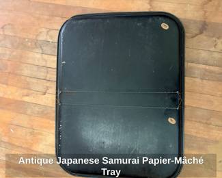 Antique Japanese Samurai PapierMch Tray