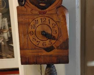 Vintage HandCarved Wooden Cuckoo Clock with Figural Element