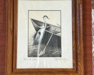 Row vs Wade Heron and Boat Print by Don McMahon third image