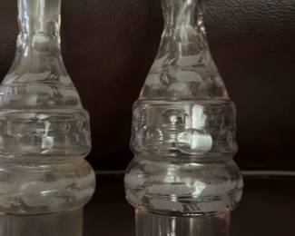 Antique Etched Glass Cruet Bottles second image