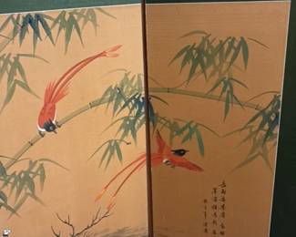 FourPanel Folding Screen with Birds and Bamboo second image