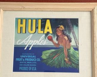 Hula Apples Vintage Produce Crate Label
