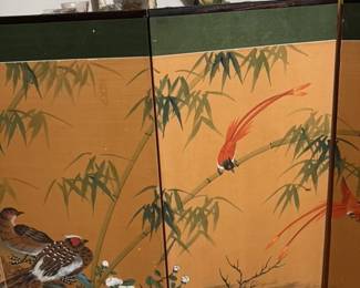 FourPanel Folding Screen with Birds and Bamboo fourth image