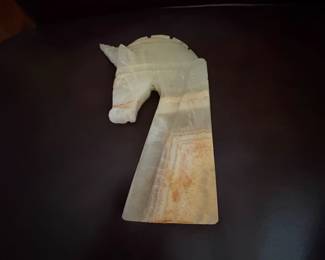 Carved Onyx Horse Head Bookend third image