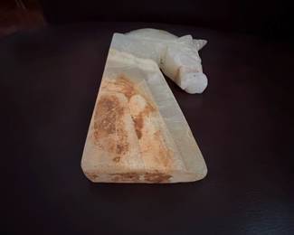 Carved Onyx Horse Head Bookend second image
