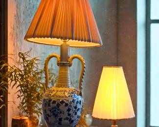 Unique lamps made from vintage Chinese urns and Italian pottery