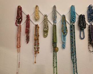 Bead necklaces in every color of the rainbow