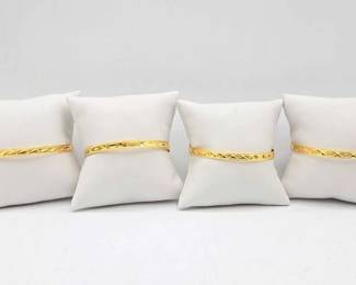 604  4 18k Gold Bangle Bracelets, 22.8g 