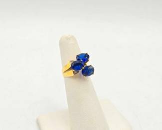 713 14k Gold, Diamond Sapphire Ring, 3.7g
