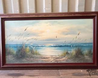 7008 Signed Framed Seascape Canvas Painting