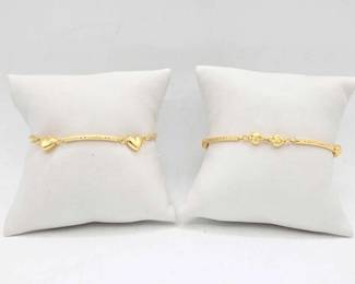 640 2 18k Gold Bracelets, 9.6g
