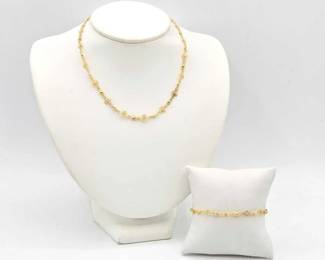 644 18k Gold Necklace Bracelet, 6.6g