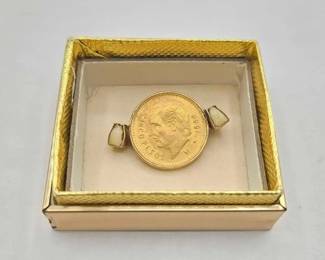 548  1906 Cinco Peso Gold Coin with 14k Gold Pin 