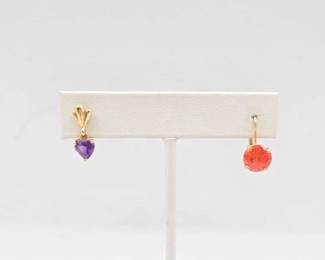 785 14k Gold Earrings with SemiPrecious Stones, 2.1g