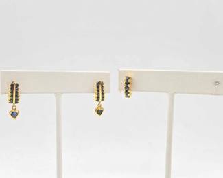 1004  Costume Earrings with Sapphire Stones 