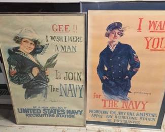 7510 2 Framed Navy Howard Chandler Christy Recruiting Posters