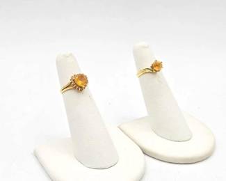 782  2 14k Gold Rings with SemiPrecious Stones, 4.2g 