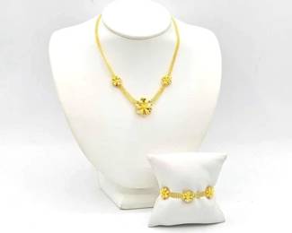 602 18k Gold Necklace Bracelet, 23.3g