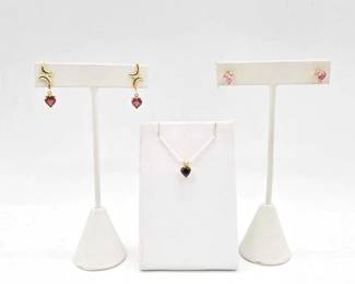 780 14k Gold Earrings Pendant with SemiPrecious Stones, 4.4g