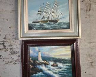 7518 2 Nautical Themed Paintings