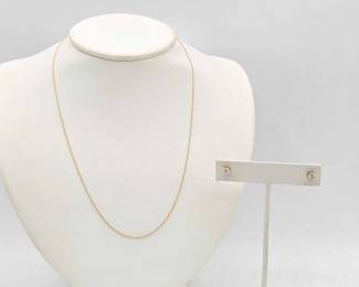 818 10k Gold Chain Necklace Earrings, 1.5g