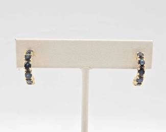 812  10k Gold  Sapphire Earrings, 2.6g 
