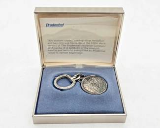 900  Sterling Silver Medallion  Key Ring, 13.4g 