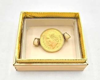 548 1906 Cinco Peso Gold Coin with 14k Gold Pin