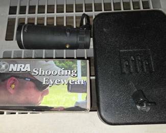 7554 NRA Shooting Eyewear, Panda Monocular Telescope Gun Vault Safe