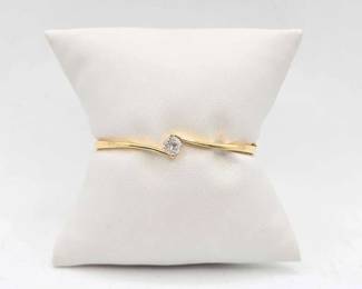 618 18k Gold Bangle Bracelet With Semi Precious Stones, 9.2g