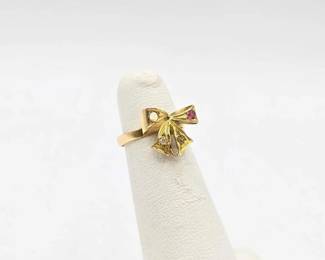 798  14k Gold, Diamond  Sapphire Ring, 1.6g 