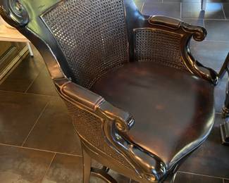 4 Tommy Bahama Cane & Leather Chairs