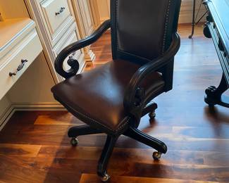 Hooker, Telluride Brown Leather Swivel Tilt Executive Desk Chair with Nail Head Trim