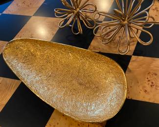 Lunares Nest Rock Long Bowl and Decorative Floral Metal Sculptures