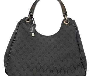 Gucci Black GG Canvas Hobo Shoulder Bag