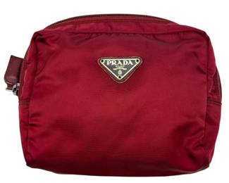 Prada Red Nylon Cosmetic Pouch