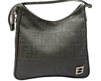 Fendi Zucca Canvas Mini Shoulder Bag in Black