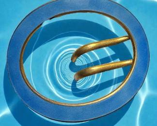 Oval Blue Enamel Brooch or Sash Pin