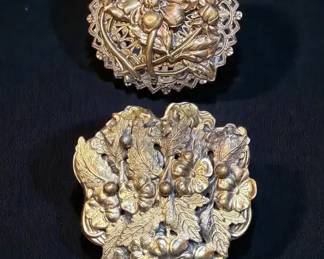 Two Vintage Brass Clothing Clips
