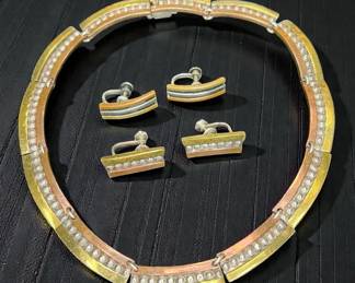 Taxco Collar Necklace With Matching Earrings