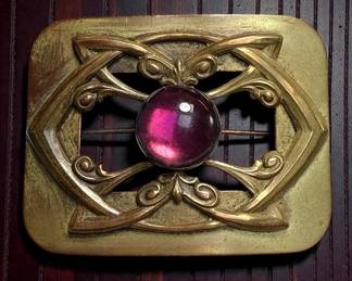 Victorian Sash Pin With Purple Cabochon